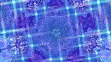 Soyut Mavi Kaleydoskop Arkaplan Motion ArrayA dinamik 4K hareket grafiksel video Parlak mavi ışıklar bir kaleydoskop gibi farklı şekiller ve şekiller oluşturur.