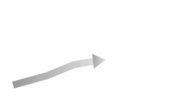 Animasyon gümüş ok. Ekonominin büyüme tablosu. Vektör illüstrasyonu beyaz arkaplanda izole edildi.