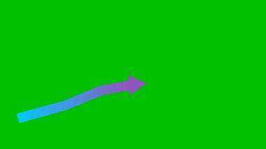 Animasyon pembe ok. Ekonominin büyüme tablosu. Vektör illüstrasyonu yeşil arkaplanda izole edildi.