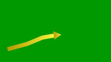 Animasyon Altın Ok. Ekonominin büyüme tablosu. Vektör illüstrasyonu yeşil arkaplanda izole edildi.