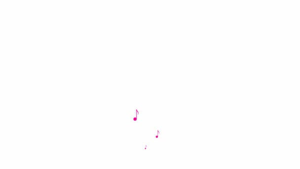 Κινούμενα Ροζ Νότες Πετούν Από Κάτω Προς Πάνω Ένα Κύμα — Αρχείο Βίντεο