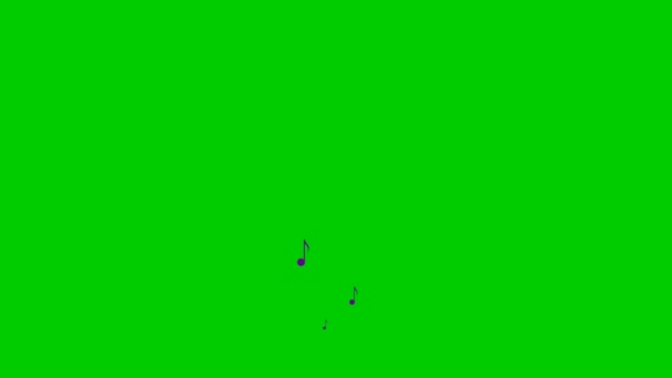 Анімовані Фіолетові Ноти Літають Знизу Вгору Хвиля Літаючих Нот Концепція — стокове відео
