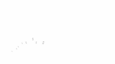 Canlandırılmış gümüş dolarlar soldan sağa uçar. Uçan para dalgası. İş anlayışı, para. Beyaz arkaplanda izole edilmiş vektör illüstrasyonu.