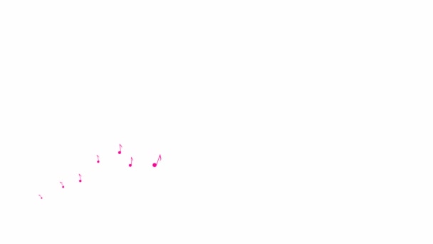 Анімовані Рожеві Ноти Літають Зліва Направо Хвиля Літаючих Нот Концепція — стокове відео