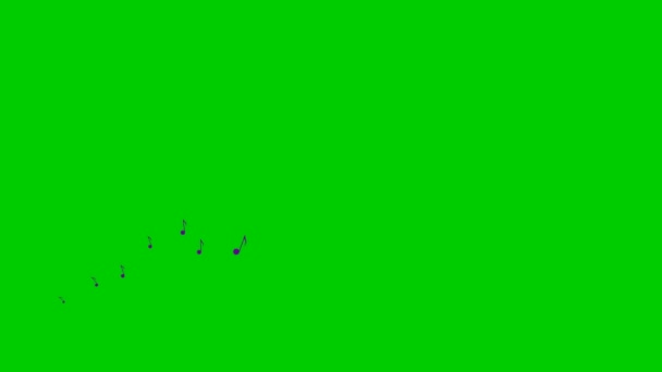 Animierte Violette Noten Fliegen Von Links Nach Rechts Eine Welle — Stockvideo