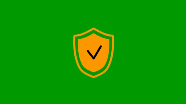 Símbolo Laranja Animado Escudo Com Marca Verificação Radiância Raios Torno — Vídeo de Stock
