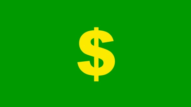 Animerad Gul Ikon Dollar Strålning Från Strålar Runt Symbolen Begreppet — Stockvideo