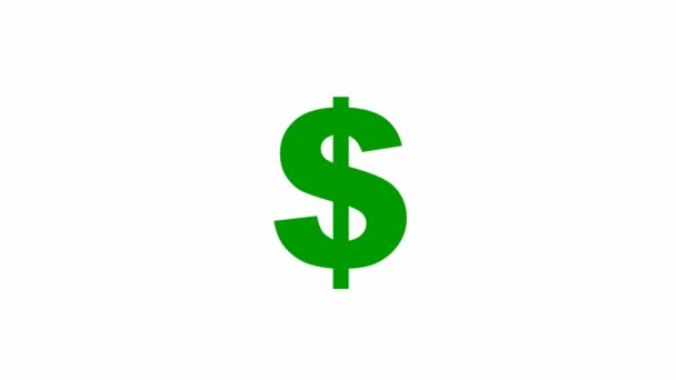 Icono Verde Animado Del Dólar Resplandor Los Rayos Alrededor Del — Vídeo de stock