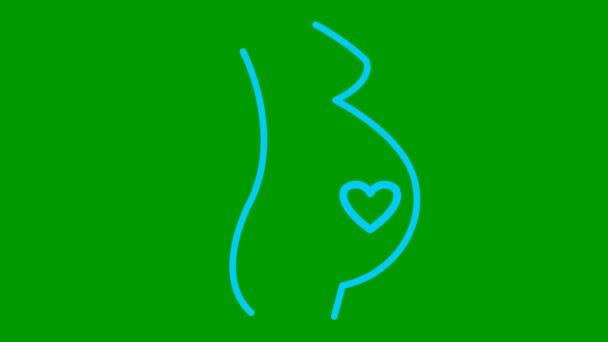 Κινουμένων Σχεδίων Μαύρο Γραμμική Έγκυος Καρδιά Μωρού Βιντεοσκοπημένο Βίντεο Καρδιοχτύπι — Αρχείο Βίντεο
