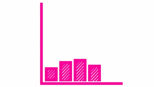 Animated Financial Growth Chart Trend Line Graph Pink Symbol Growth — стоковое видео