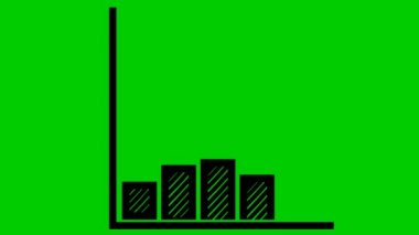 Moda çizgisi grafiğiyle finansal büyüme grafiği. Ekonominin büyüyen siyah sembolü. Döngülü video. Vektör illüstrasyonu yeşil arkaplanda izole edildi.