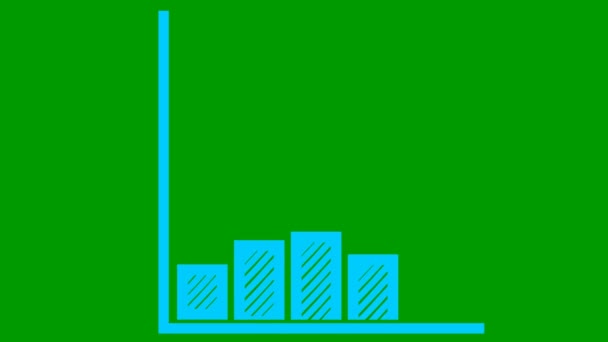 Animovaný Graf Finančního Růstu Grafem Trendu Modrý Symbol Růstový Pruh — Stock video