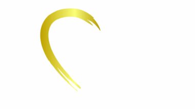 Animasyon altın kalp çizildi. Döngülü video. Aşk kavramı, gönüllülük, bağış. Beyaz arkaplanda el çizimi vektör çizimi izole.