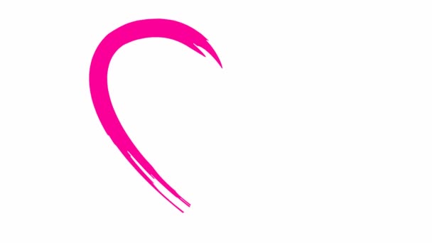 动感的粉红的心被画出来 循环视频 爱的概念 志愿服务 白色背景上孤立的手工绘制的矢量图 — 图库视频影像