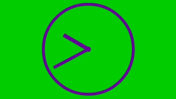 Animated Clock Violet Linear Watch Clockwise Rotates Concept Time Deadline — Stock Video