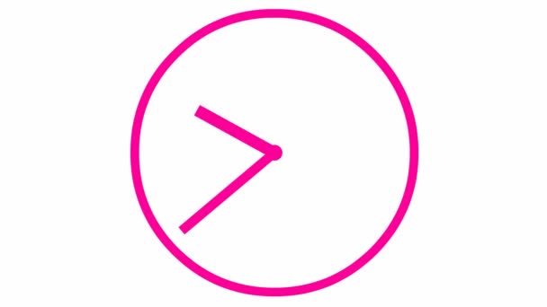 动画时钟 粉红线表顺时针旋转 时间概念 最后期限 循环视频 在白色背景上孤立的向量图 — 图库视频影像