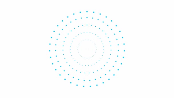 Animované Zvětšující Modré Tečky Kruhů Středu Vektorové Ilustrace Izolované Bílém — Stock video