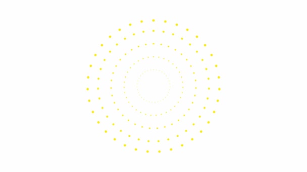 Animasi Meningkatkan Lingkaran Titik Titik Kuning Dari Pusat Ilustrasi Vektor — Stok Video