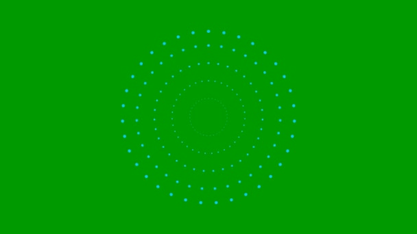 Cerchi Puntini Blu Crescenti Animati Dal Centro Illustrazione Vettoriale Isolata — Video Stock