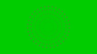 Merkezden yükselen pembe noktalar. Vektör illüstrasyonu yeşil arkaplanda izole edildi.