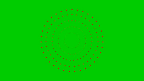 Анімоване Збільшення Червоних Крапок Центру Векторні Ілюстрації Ізольовані Зеленому Фоні — стокове відео