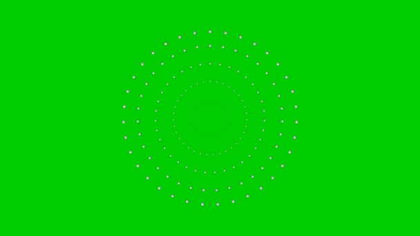 从中心不断增加的动画银点圆圈 在绿色背景上孤立的向量图 — 图库视频影像