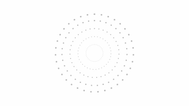 从中心不断增加的动画银点圆圈 在白色背景上孤立的向量图 — 图库视频影像