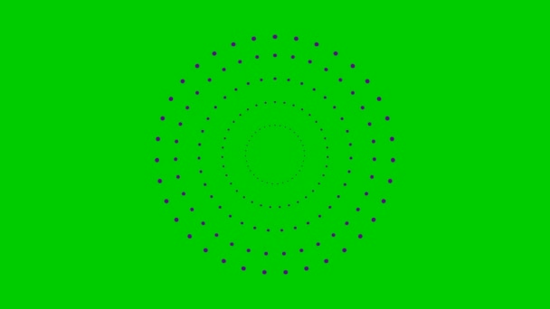 Анимация Увеличивается Фиолетовые Точки Круги Центра Векторная Иллюстрация Изолирована Зеленом — стоковое видео