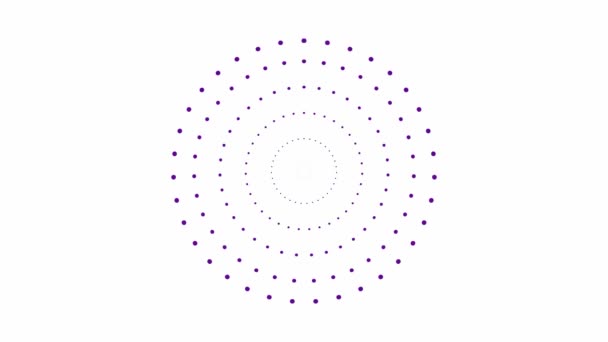从中心开始活跃地增加紫色圆点 在白色背景上孤立的向量图 — 图库视频影像