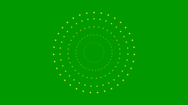 中心から黄色い点が増えていくアニメーション 緑の背景に独立したベクトル図 — ストック動画