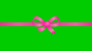 Animasyon pembe kurdeleli fiyonk. Vektör illüstrasyonu yeşil arkaplanda izole edildi.