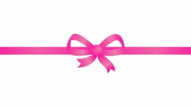 Animasyon pembe kurdeleli fiyonk. Beyaz arkaplanda izole edilmiş vektör illüstrasyonu.
