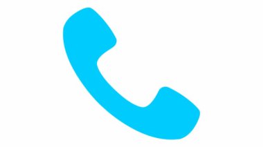 Telefonun animasyon mavi ikonu. Telefonun sembolü. İletişim kavramı, destek. Döngülü video. Vektör illüstrasyonu beyaz arkaplanda izole edildi.