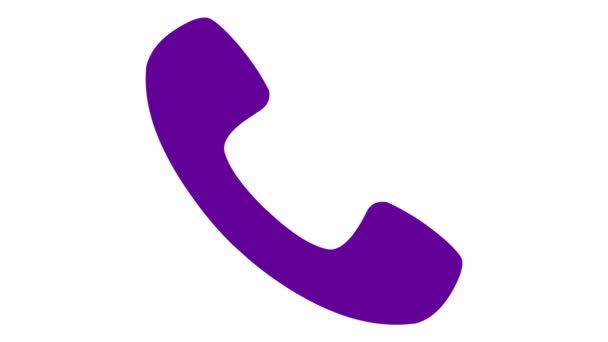 生动的紫色电话图标 手机的符号 沟通的概念 循环视频 在白色背景上孤立的向量图 — 图库视频影像