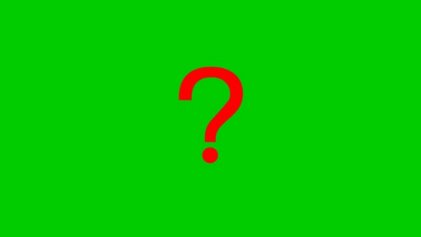 質問マークのアニメーション赤のシンボル シンボルの周りの光線からの放射線 ループビデオだ 緑の背景に独立したベクトル図 — ストック動画