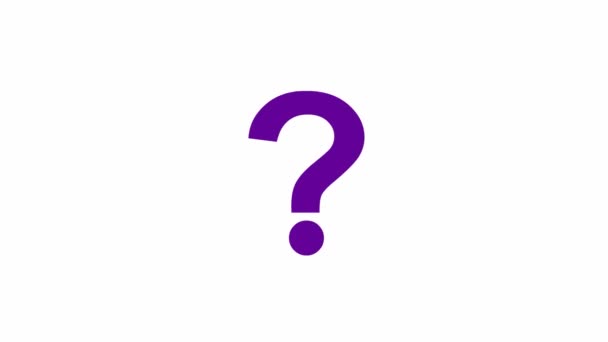 Анимированный Фиолетовый Символ Вопросительного Знака Сияние Лучей Вокруг Символа Зацикленное — стоковое видео