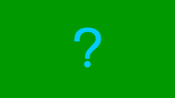 クエスチョンマークのアニメーションブルーのシンボル シンボルの周りの光線からの放射線 ループビデオだ 緑の背景に独立したベクトル図 — ストック動画