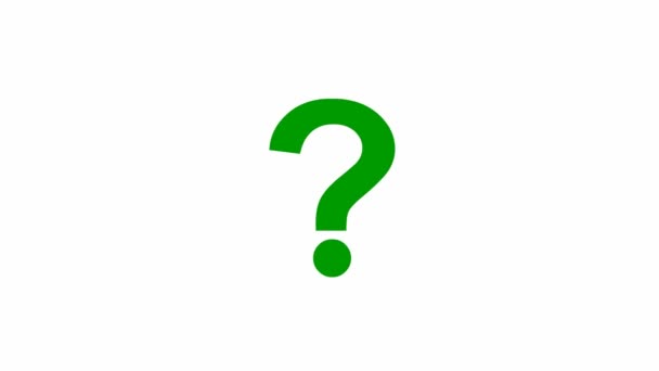 Símbolo Verde Animado Signo Interrogación Resplandor Los Rayos Alrededor Del — Vídeos de Stock