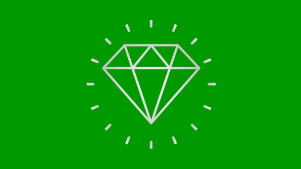Geanimeerd Zilveren Symbool Van Diamant Straling Van Stralen Rond Icoon — Stockvideo