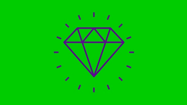 Geanimeerd Violet Symbool Van Diamant Straling Van Stralen Rond Icoon — Stockvideo