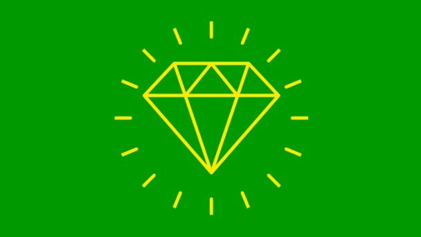 Animiertes Gelbes Symbol Für Diamanten Strahlen Von Strahlen Rund Die — Stockvideo