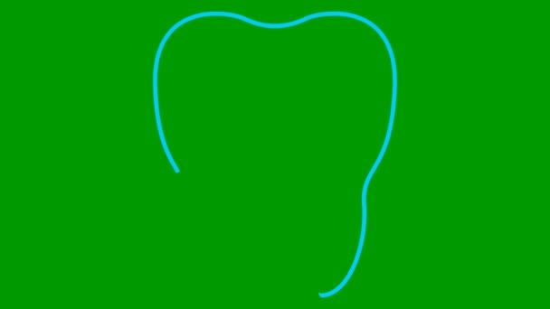 Animovaný Symbol Zubu Kreslí Postupně Lineární Modrá Ikona Křišťálově Čistého — Stock video