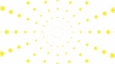 Yılbaşı dilekçesi. Merkezden yükselen hareketli sarı kar taneleri. Döngülü video. Kar yağıyordu. Beyaz arkaplanda kar yağışı izole edildi.