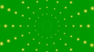 Yılbaşı dilekçesi. Merkezden yükselen hareketli altın kar taneleri. Döngülü video. Kar yağıyordu. Yeşil zeminde kar yağışı izole edildi.