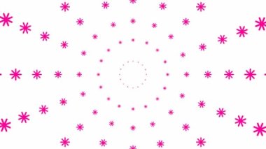 Yılbaşı dilekçesi. Merkezden yükselen pembe kar taneleri. Döngülü video. Kar yağıyordu. Beyaz arkaplanda kar yağışı izole edildi.