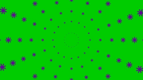 Kerstbeweging Achtergrond Geanimeerde Toenemende Violette Sneeuwvlokken Cirkels Van Het Centrum — Stockvideo