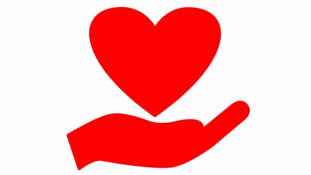 Κινούμενο Κόκκινο Χτυπάει Την Καρδιά Στην Παλάμη Βιντεοσκοπημένο Βίντεο Καρδιοχτύπι — Αρχείο Βίντεο