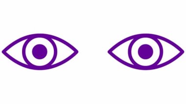 Animasyon menekşesi iki göz kapanıyor. Göz açıp kapayıncaya kadar. Doğrusal simge. Döngülü video. Beyaz arkaplanda vektör illüstrasyonu.