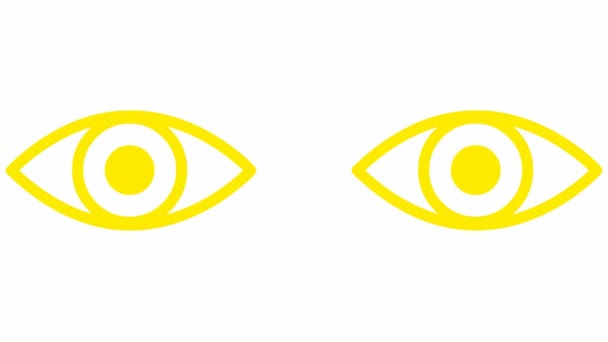 Amarelo Animado Dois Olhos Estão Fechando Pisca Olho Ícone Linear — Vídeo de Stock