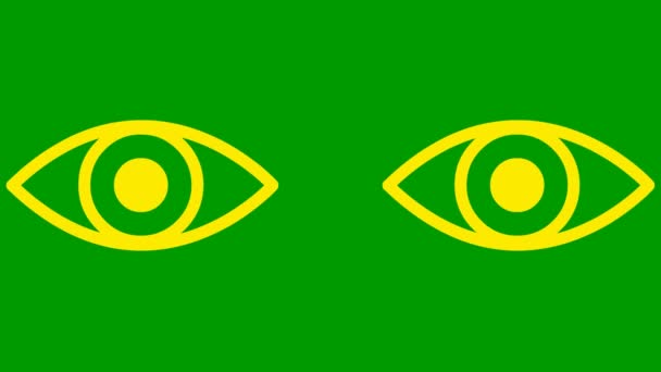 Анімовані Жовті Очі Закриваються Очі Блимають Лінійна Піктограма Відео Петлею — стокове відео